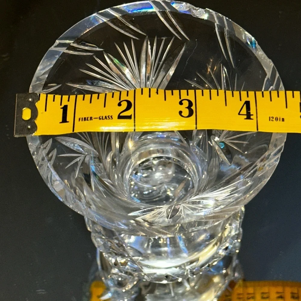 Vintage Bohemian Hand Cut Lead Crystal Pinwheel 3 Footed Vase